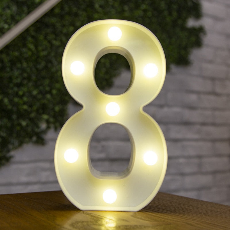 16cm High Number & Letter LED Lights - A to Z - 0 to 9