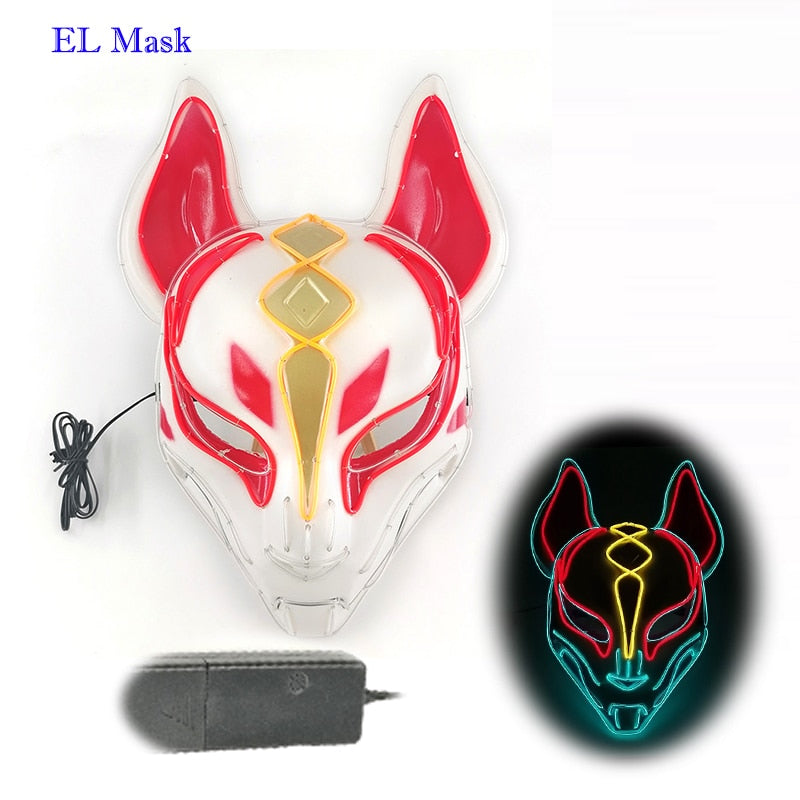 Anime Neon Fox Mask - Various Styles & Built in Options