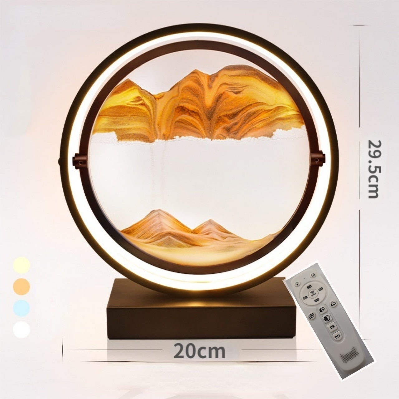 LED Sand Hourglass Falling Oval Rotating Frame - Modern Art - Various Colours