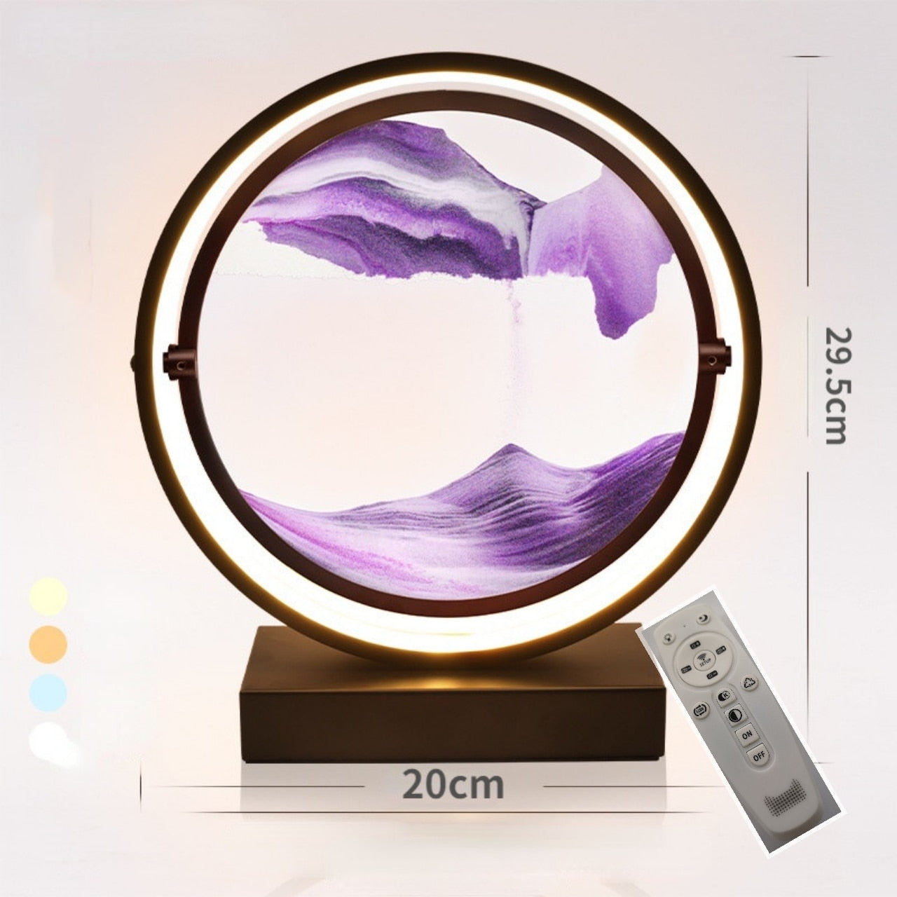 LED Sand Hourglass Falling Oval Rotating Frame - Modern Art - Various Colours