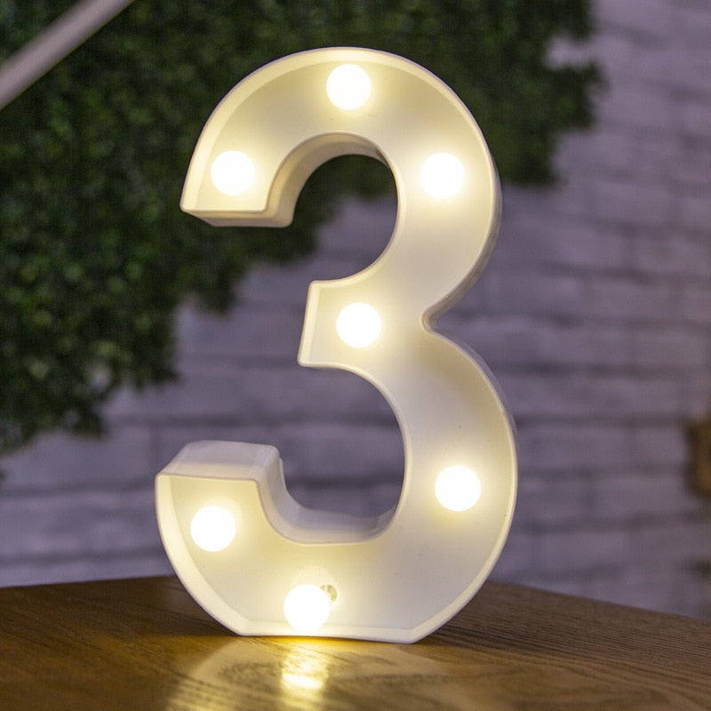 16cm High Number & Letter LED Lights - A to Z - 0 to 9