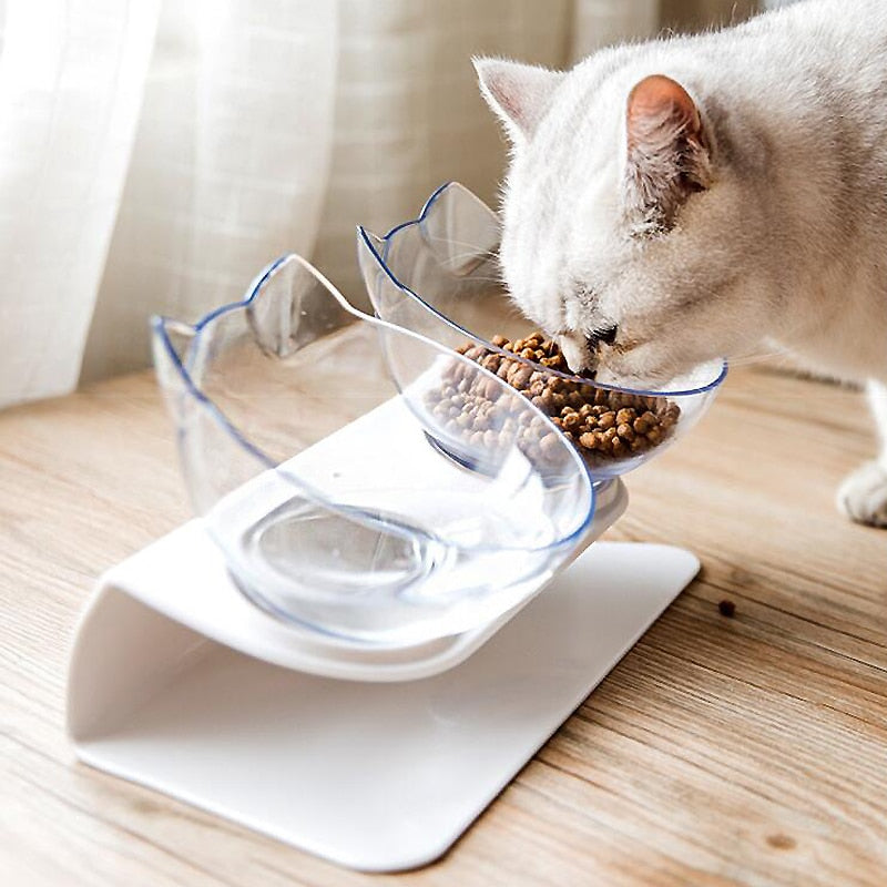 Non-Slip Double Cat / Dog Bowl With Stand - Various Colours