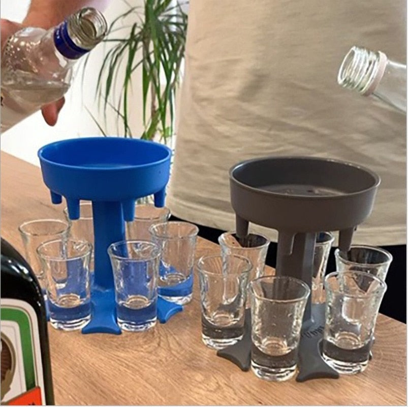 6 Shot Glass Drink Party Dispenser - Choice of 3 Colours