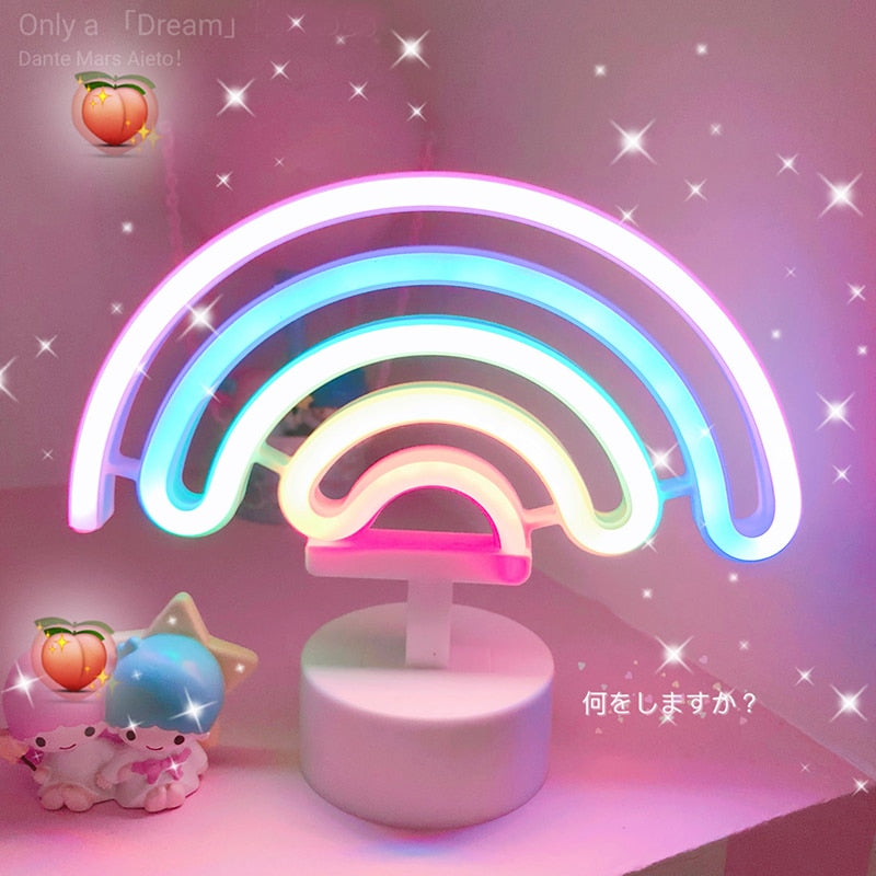 LED Neon Style Night Light - Unicorn, Heart, Rainbow & More