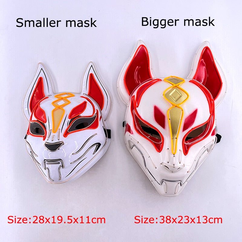 Anime Neon Fox Mask - Various Styles & Built in Options