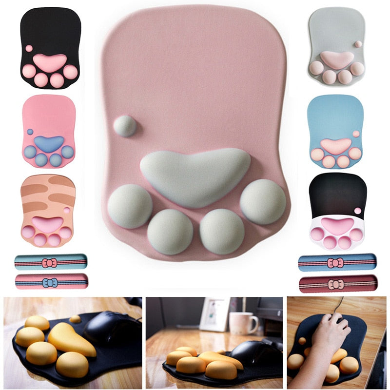 3D Paw Print Mouse Mat Pad - Various Colours