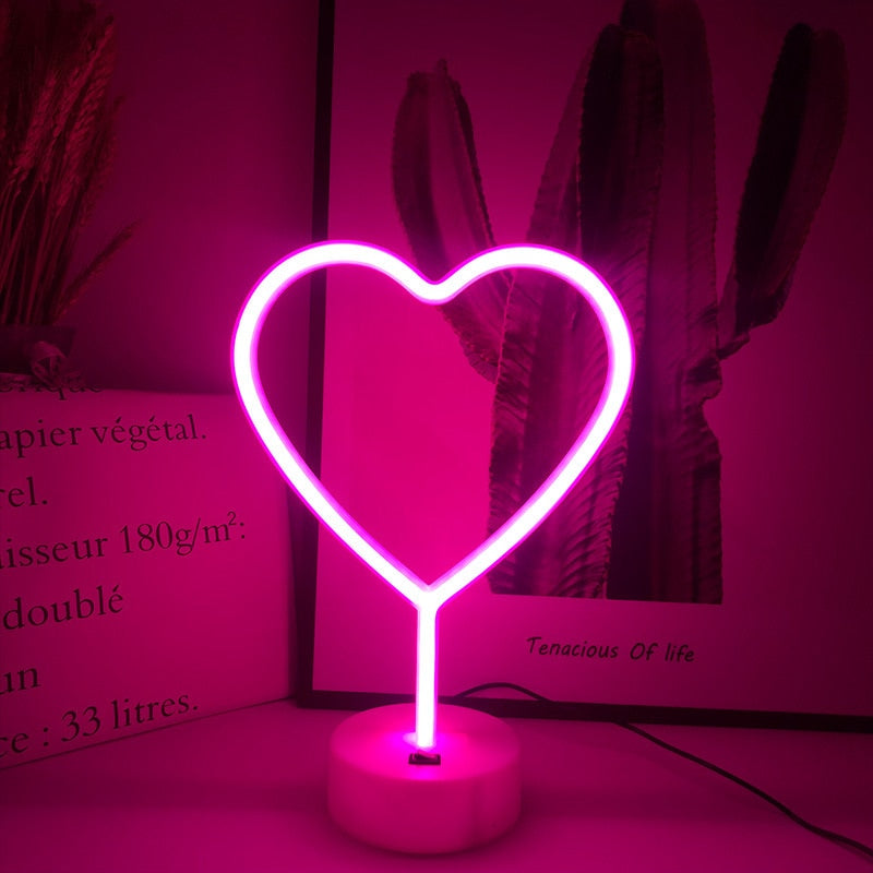 LED Neon Style Night Light - Unicorn, Heart, Rainbow & More