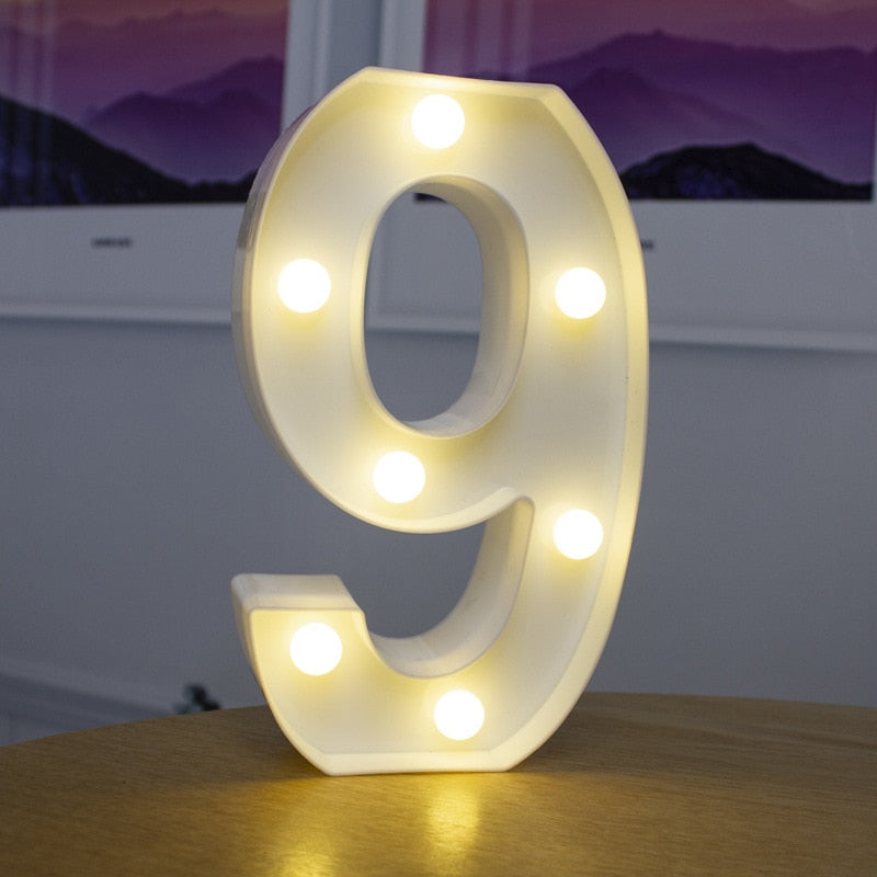 16cm High Number & Letter LED Lights - A to Z - 0 to 9