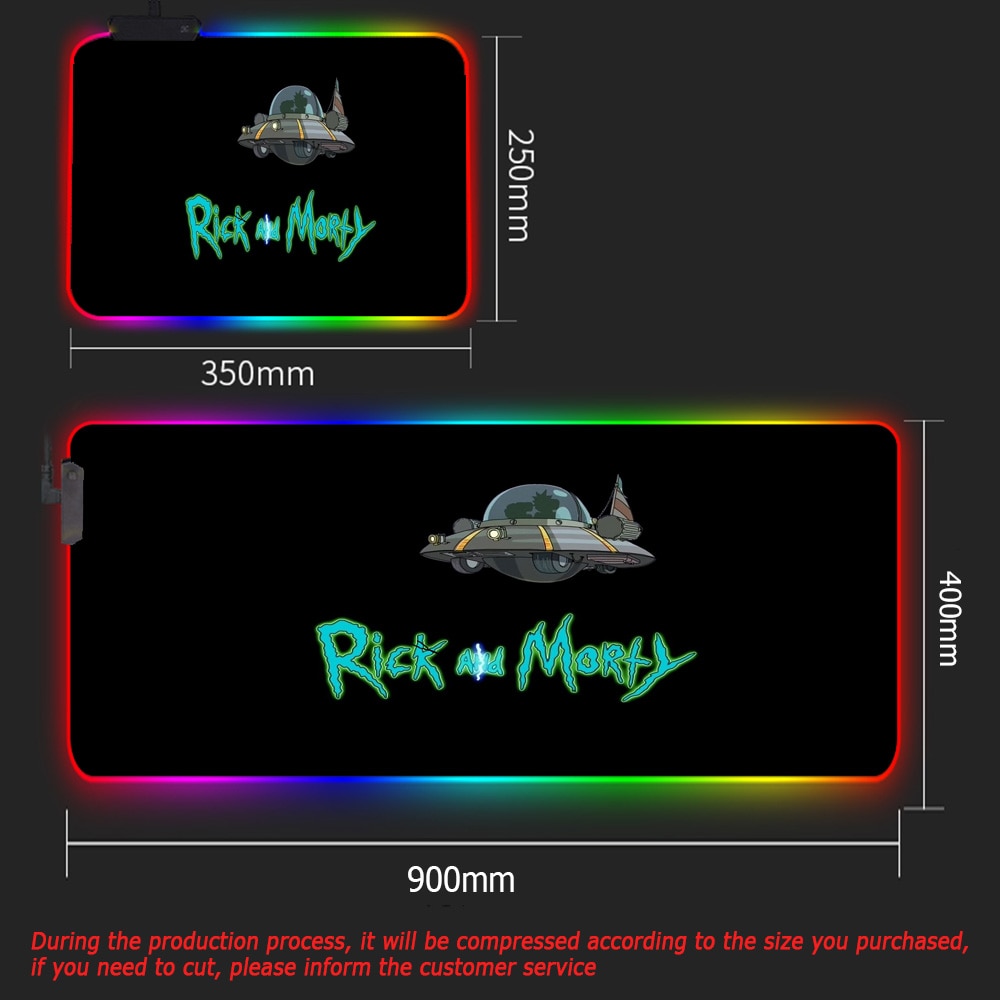 Rick & Morty LED RGB Keyboard & Mouse Desk Mat - Various Styles