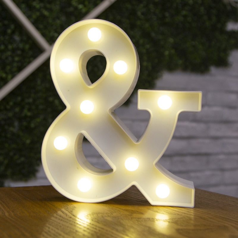 16cm High Number & Letter LED Lights - A to Z - 0 to 9