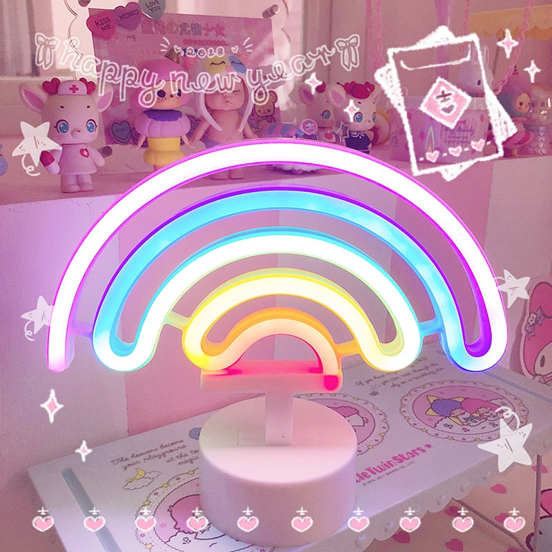 LED Neon Style Night Light - Unicorn, Heart, Rainbow & More