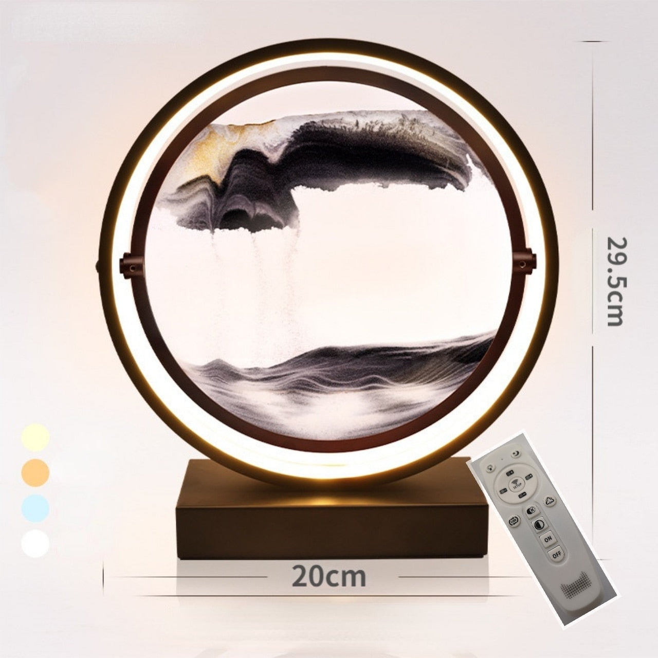 LED Sand Hourglass Falling Oval Rotating Frame - Modern Art - Various Colours