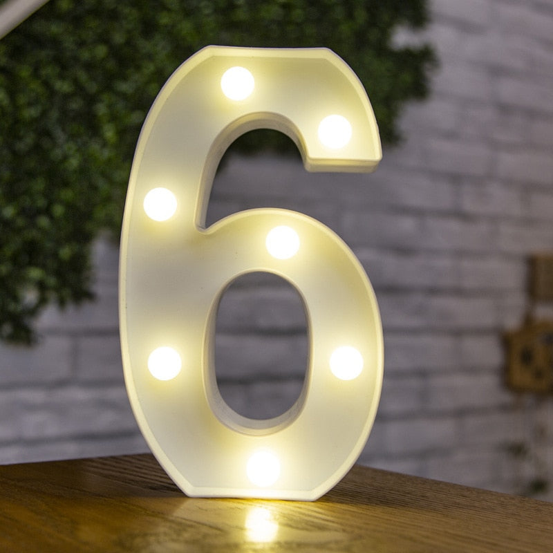 16cm High Number & Letter LED Lights - A to Z - 0 to 9