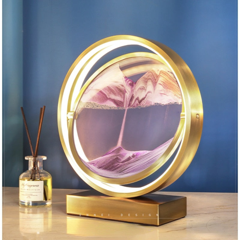 LED Sand Hourglass Falling Oval Rotating Frame - Modern Art - Various Colours