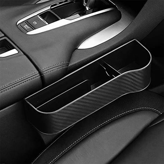 Car Seat Organizer - Universal Fit with Can Holder - Carbon Effect