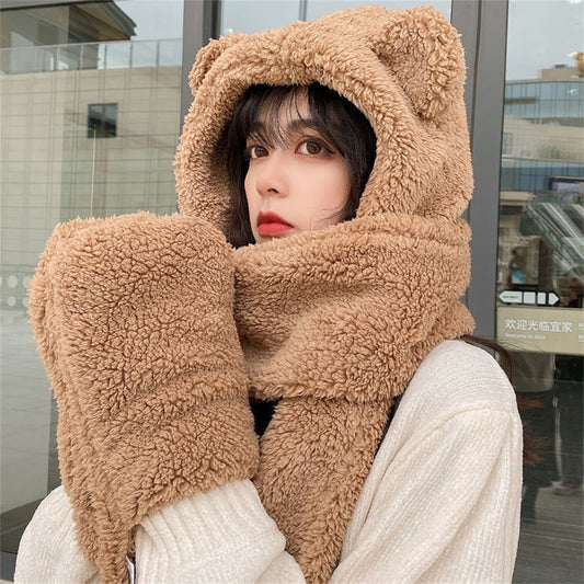 Fleece Bear Hat / Scarf Winter Set - Choice of Colours