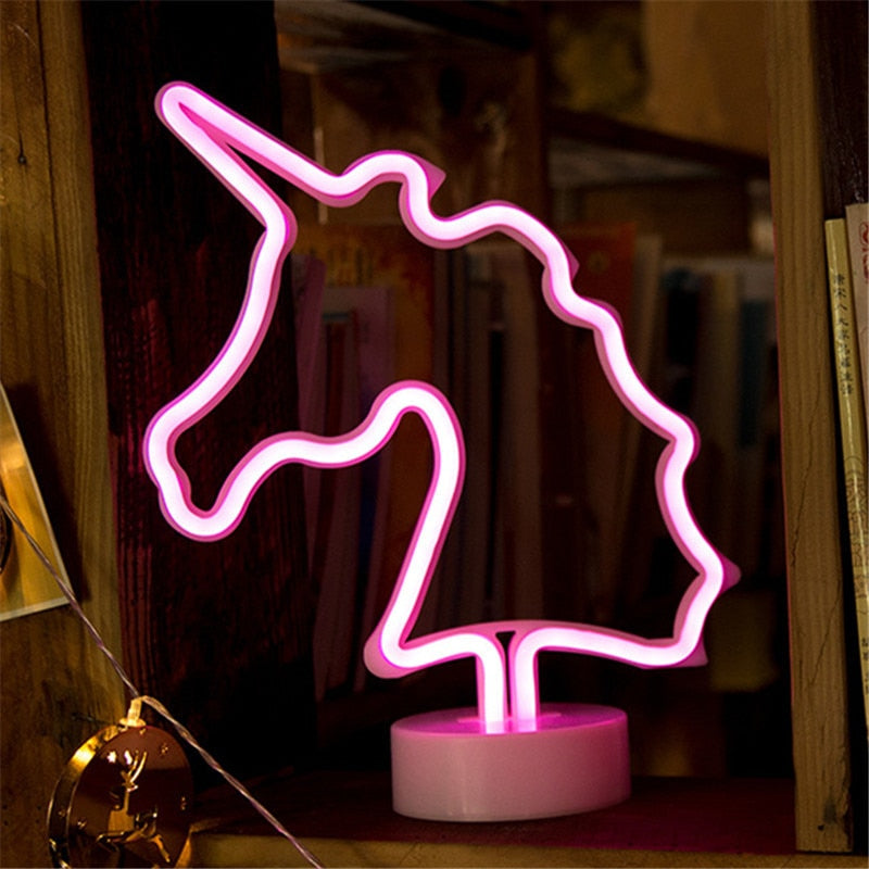 LED Neon Style Night Light - Unicorn, Heart, Rainbow & More