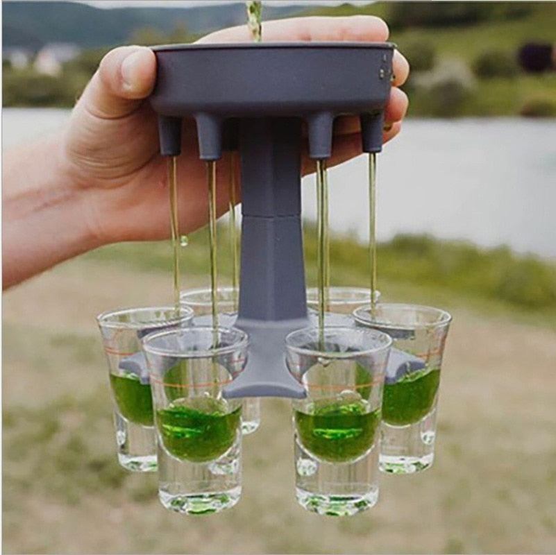 6 Shot Glass Drink Party Dispenser - Choice of 3 Colours