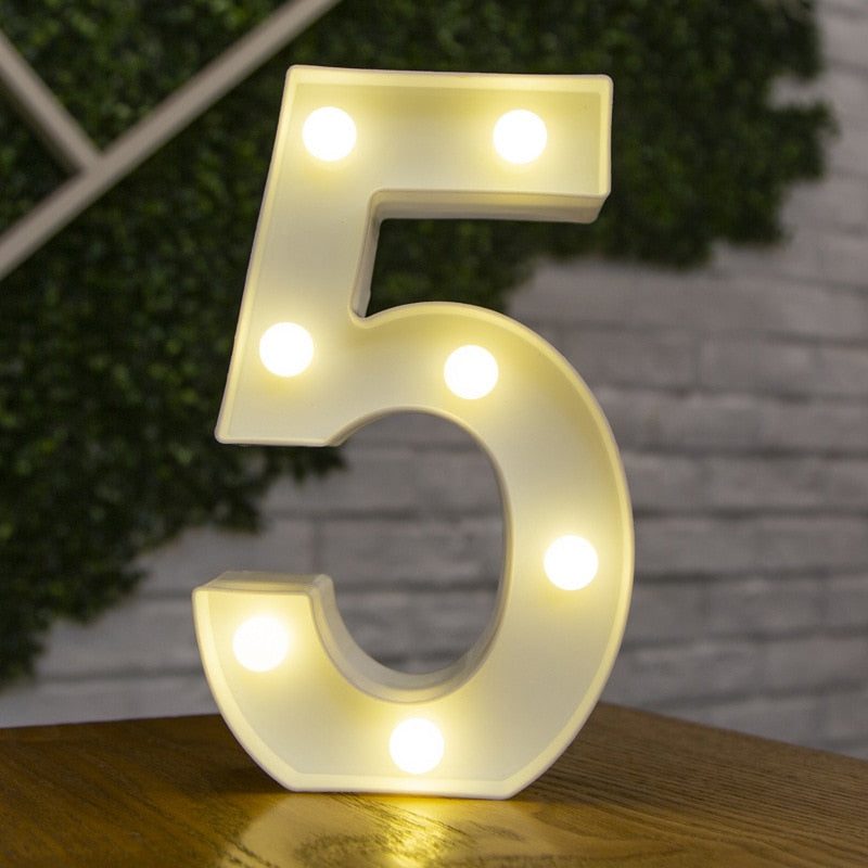 16cm High Number & Letter LED Lights - A to Z - 0 to 9