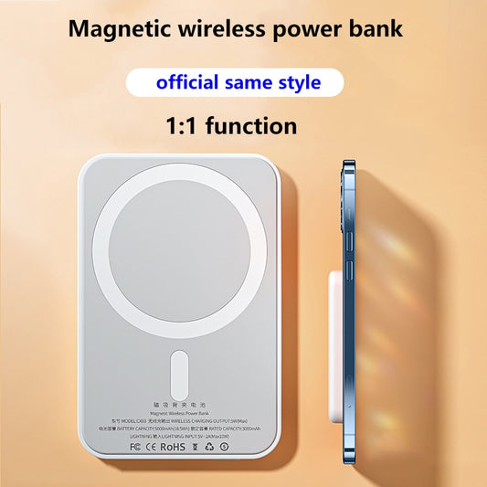 5000 to 10000mAh Wireless Magnetic Phone Charger - Various Colours