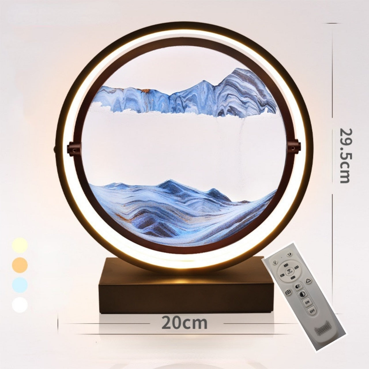 LED Sand Hourglass Falling Oval Rotating Frame - Modern Art - Various Colours