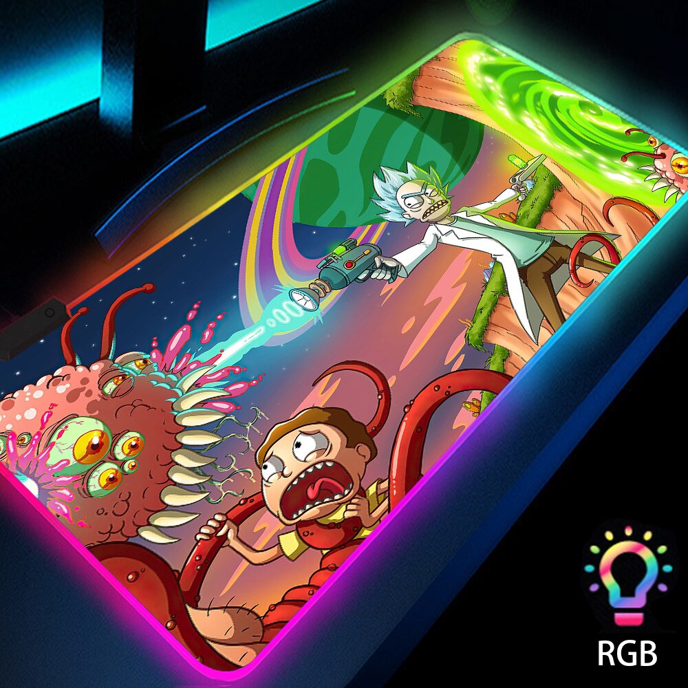 Rick & Morty LED RGB Keyboard & Mouse Desk Mat - Various Styles