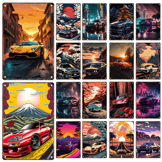 A4 Metal Car Wall Art Poster - Various Designs