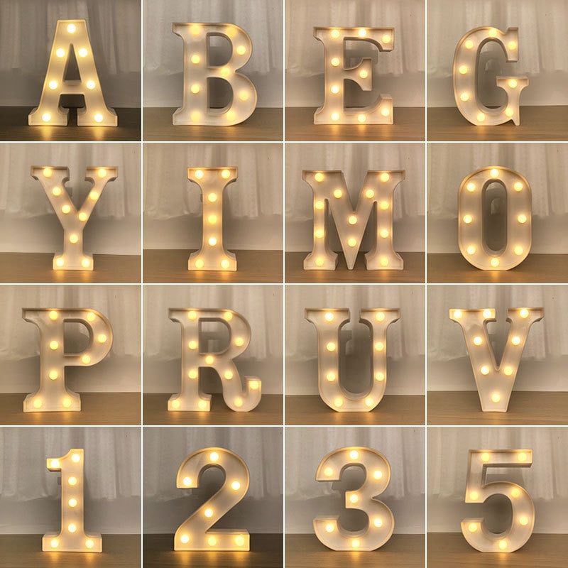 16cm High Number & Letter LED Lights - A to Z - 0 to 9