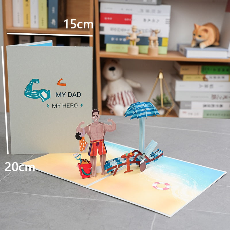 3D Pop-Up Fathers Day Greeting Card - Various Styles