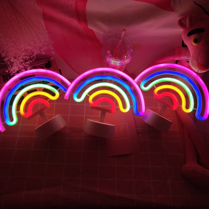 LED Neon Style Night Light - Unicorn, Heart, Rainbow & More