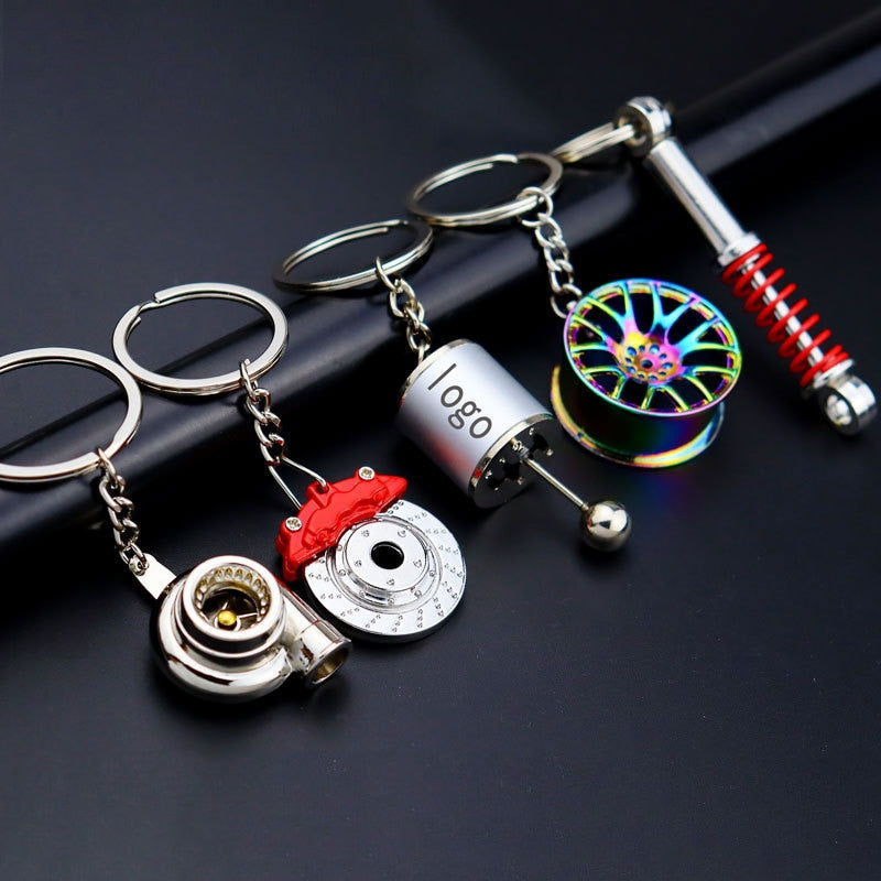 Metal Car Enthusiast Car Part Key Chains - Various Designs