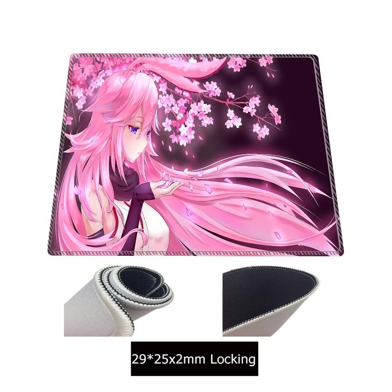 Anime Pink Flower Girl RGB Large Gaming Mouse Pad - Various Sizes