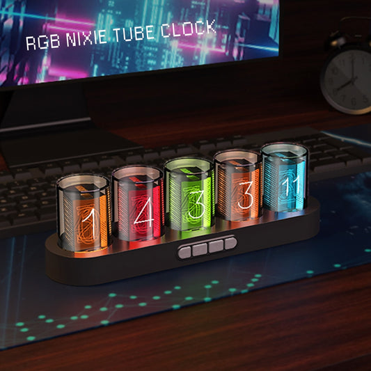 Digital Tube RGB LED Desktop Clock - Choice of Colours