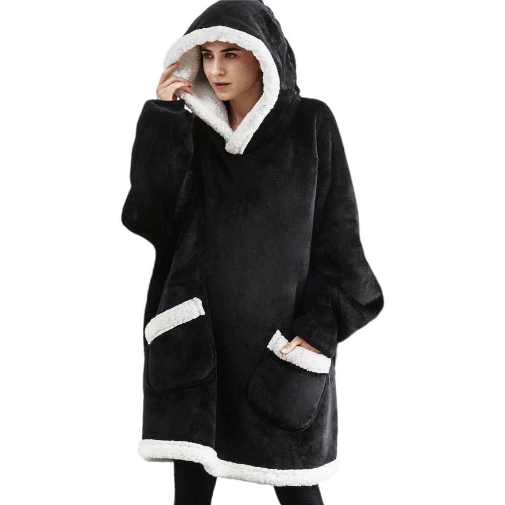 Oversized Winter Fleeced Indoor Hoodie - Various Sizes