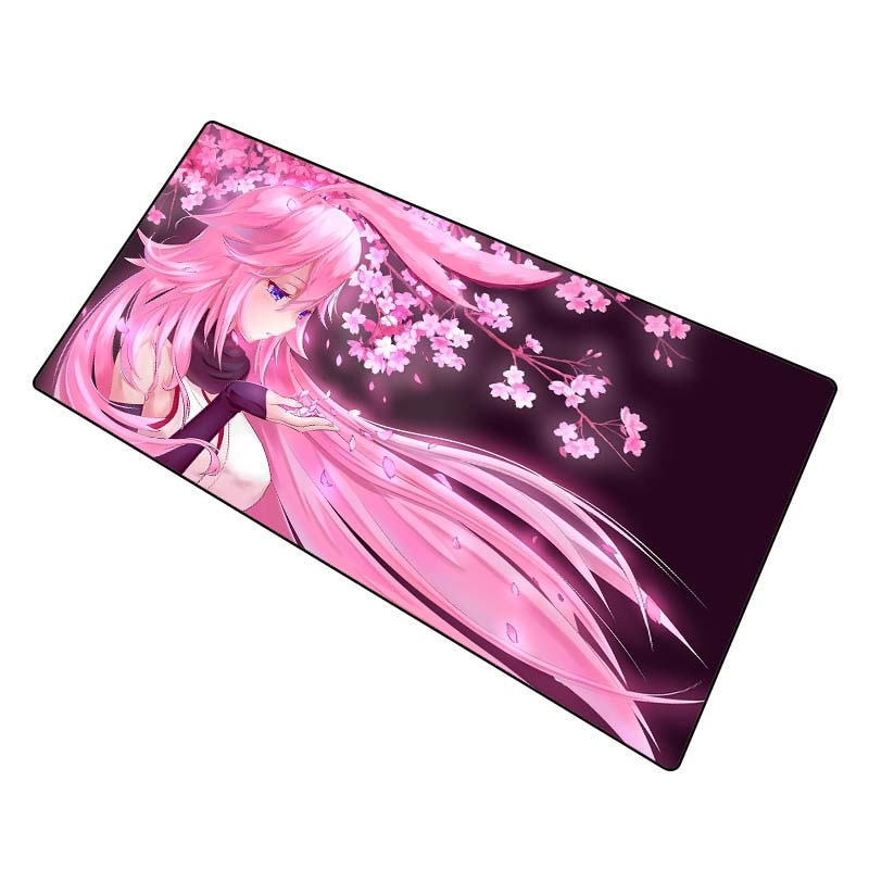 Anime Pink Flower Girl RGB Large Gaming Mouse Pad - Various Sizes