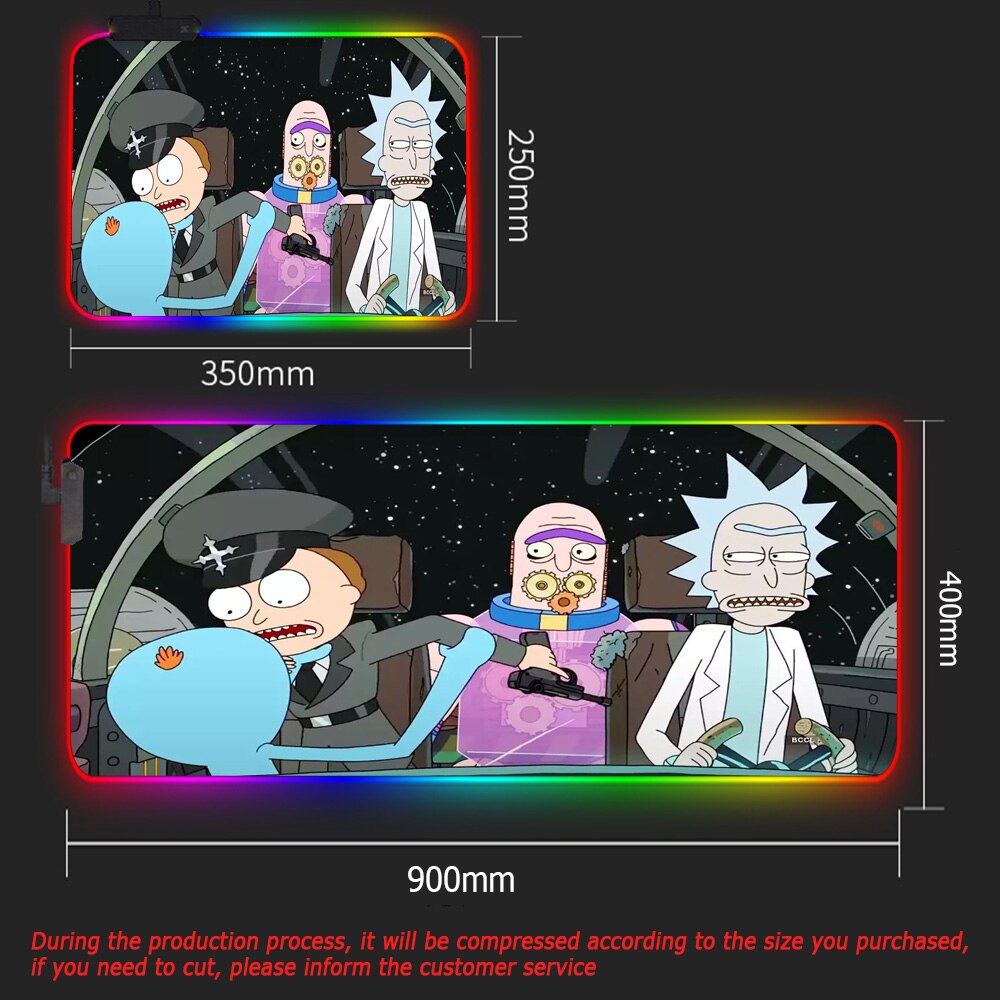 Rick & Morty LED RGB Keyboard & Mouse Desk Mat - Various Styles