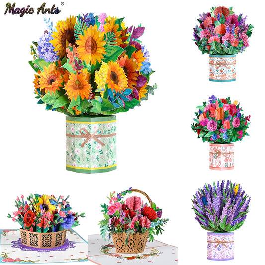 3D Pop-Up Handmade Origami Paper Flowers Boquet - Various Styles